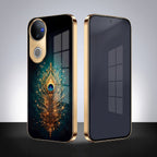 Vivo T4R 5G Golden Peacock Feather Gold Electroplated Glass Phone Back Case