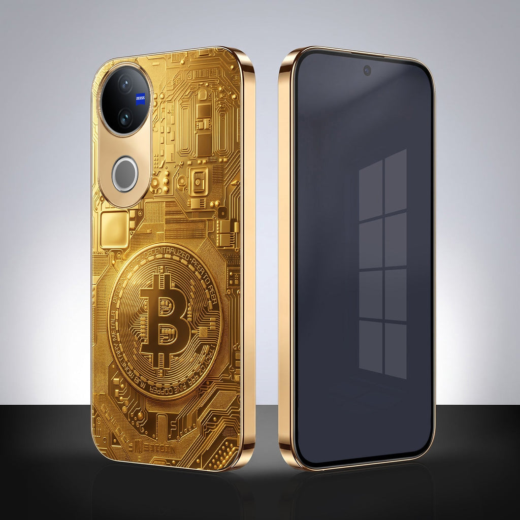 Vivo T4R 5G Bitcoin Gold Electroplated Glass Phone Back Case