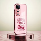 Vivo V40 Pro 5G Luxury Cherry Bow Pink Electroplated Glass Phone Back Case