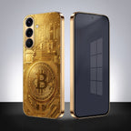 Samsung Galaxy A56 5G Bitcoin Gold Electroplated Glass Phone Back Case