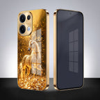 Oppo Reno 13 5G Golden Horse Sparkle Gold Electroplated Glass Phone Back Case