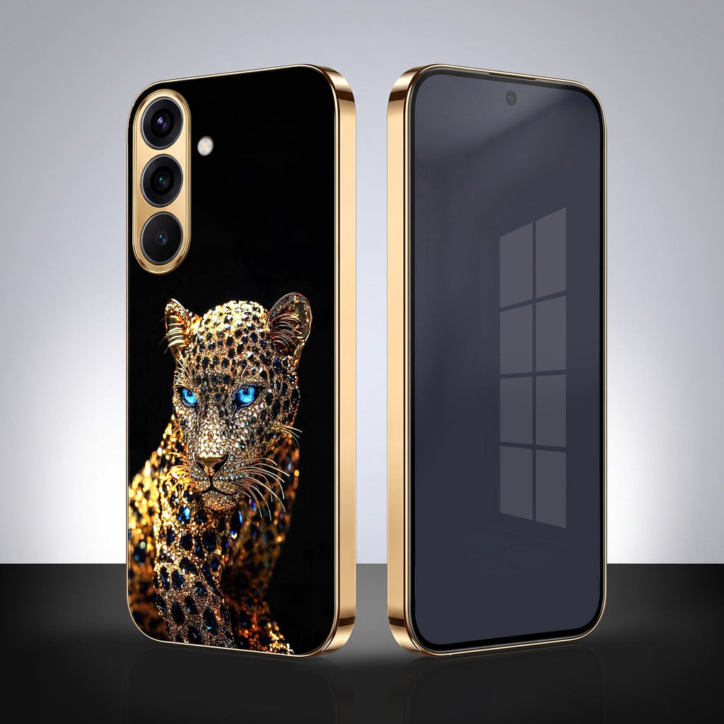 Samsung Galaxy A36 5G Panther Gold Electroplated Glass Phone Back Case