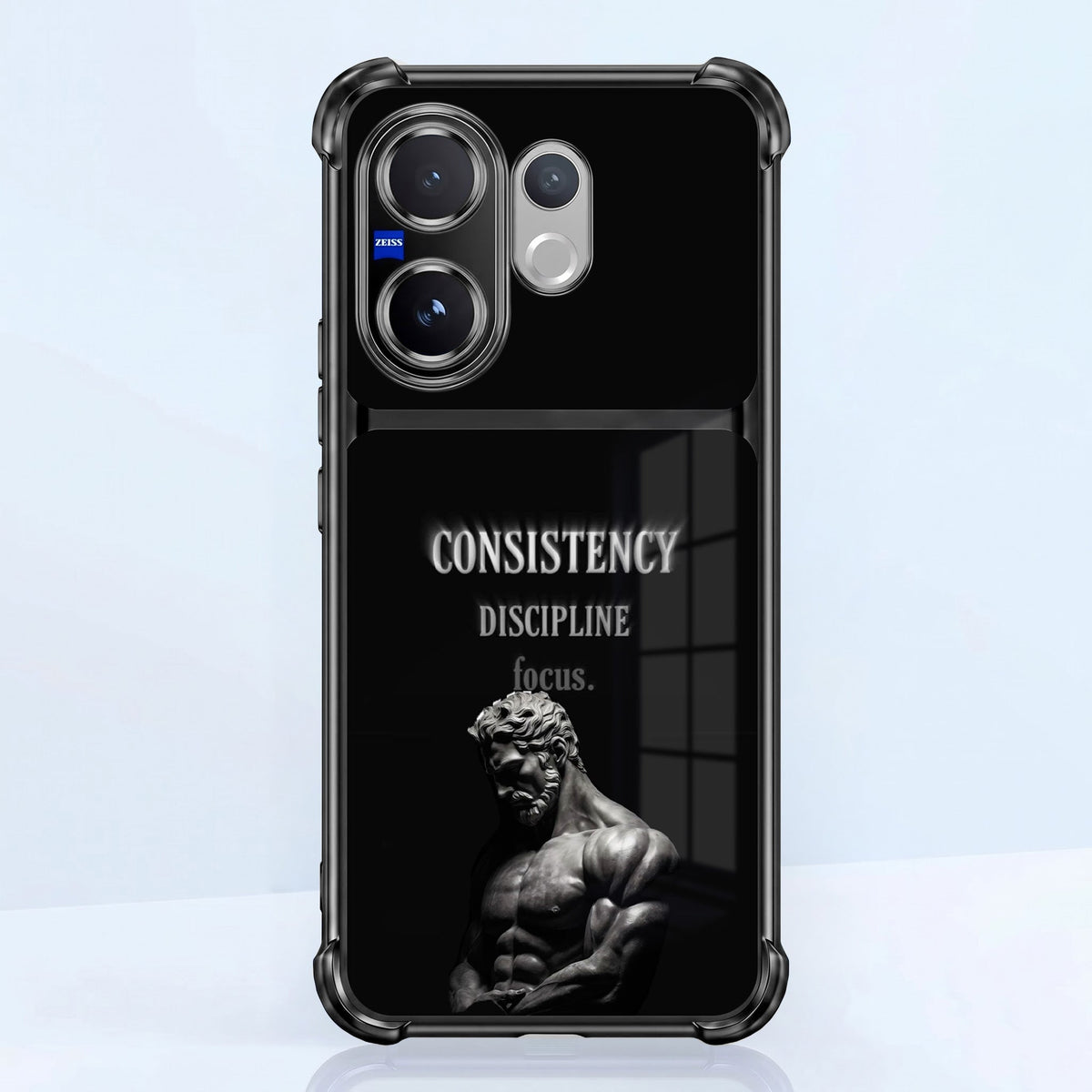 Vivo V60 5G Focus & Strength Dual-Tone Transparent Black Airbags Case