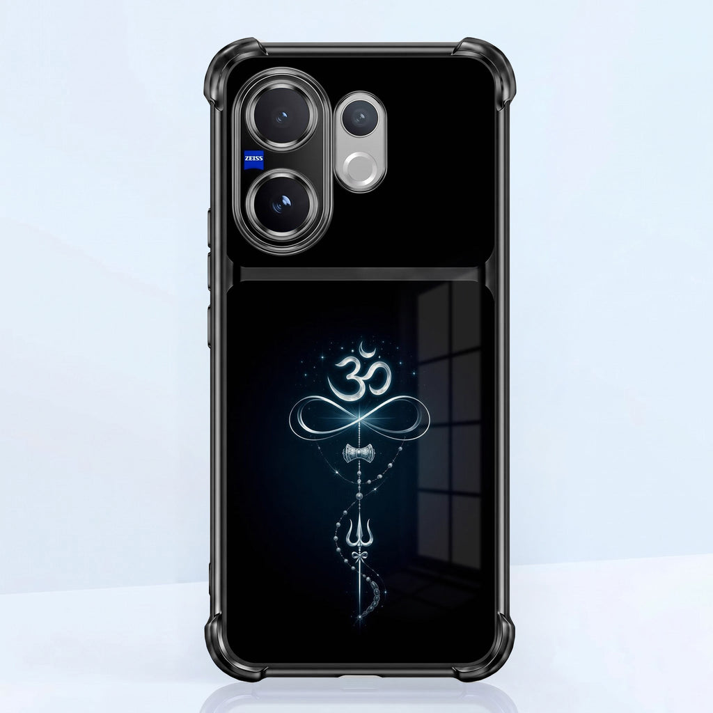Vivo V60 5G Mahakal Trishul Transparent Black Airbags Case