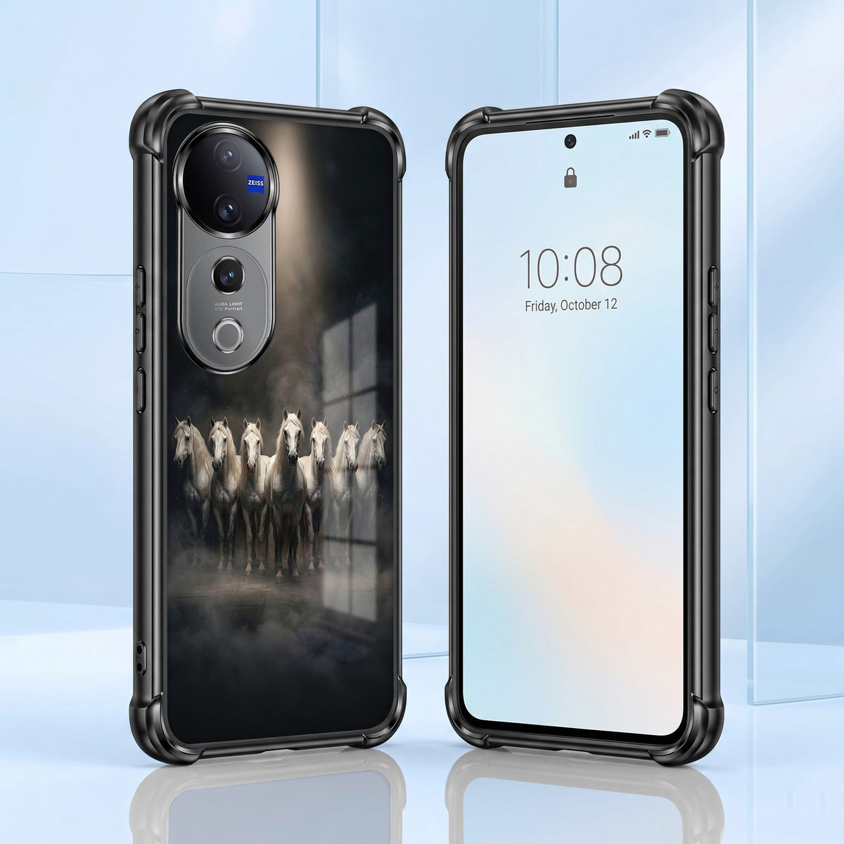 Vivo V40 Pro 5G Running Horses Black Airbags Printed Back Case