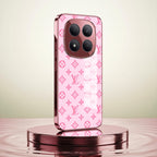 Redmi Note 15 Pro+ 5G Luxury Monogram Pink Electroplated Glass Phone Back Case