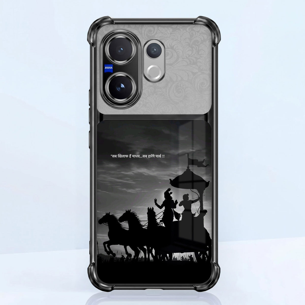 Vivo V60 5G Mahabharat Divine Dual-Tone Transparent Black Airbags Case