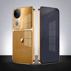 Vivo T4R 5G Royal Touch Apple Gold Electroplated Glass Phone Back Case