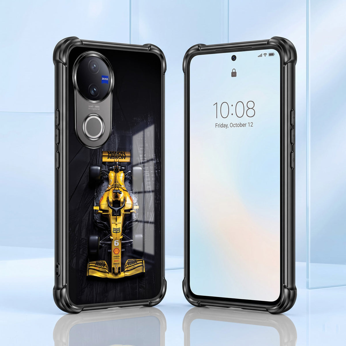 Vivo V50 5G F1 Racing Cars Black Airbags Printed Back Case