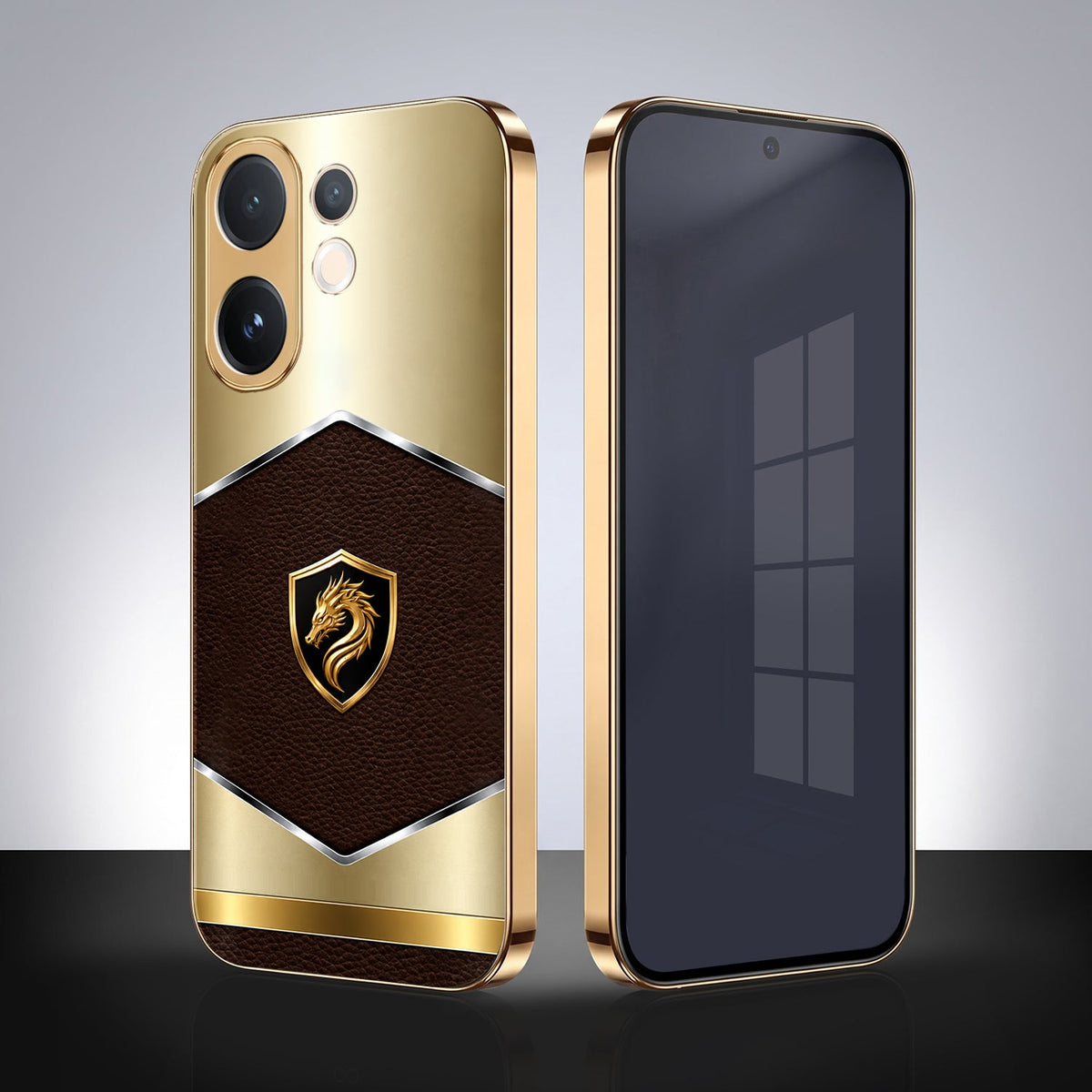 Vivo T4 Pro 5G Dragon Crest Gold Electroplated Glass Phone Back Case