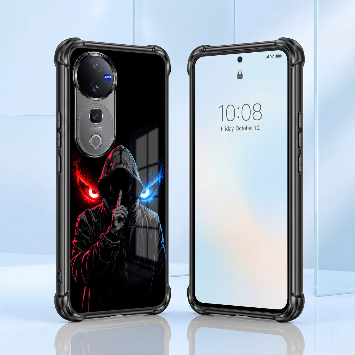 Vivo V40 Pro 5G Hooded Shadow Demon Black Airbags Printed Back Case