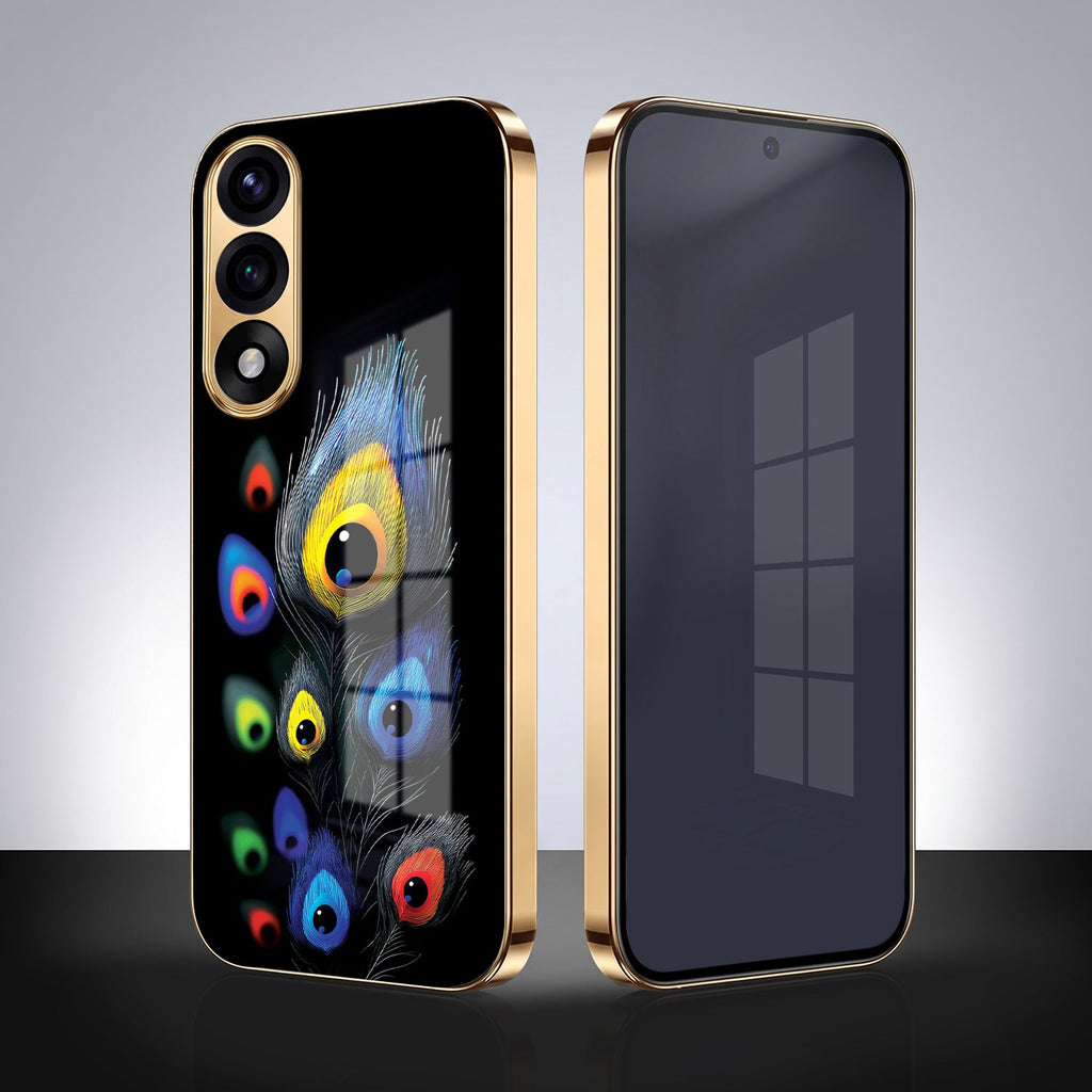 Oneplus Nord 5 5G Multi-Feather Peacock Gold Electroplated Glass Phone Back Case
