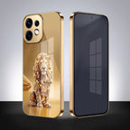 Oppo Reno 16 5G Luxury Lion Gold Electroplated Glass Phone Back Case