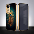 Vivo V40 Pro 5G Golden Peacock Feather Gold Electroplated Glass Phone Back Case
