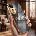 Vivo V40 Pro 5G Running Horses Gold Electroplated Glass Phone Back Case