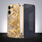 Oppo Reno 13 5G Golden Butterfly Gold Electroplated Glass Phone Back Case