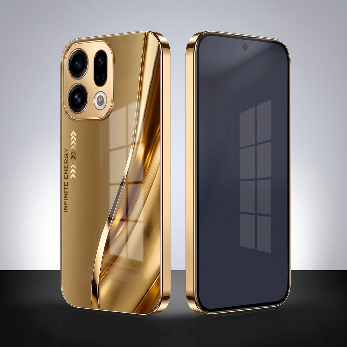 Oppo Find X9 5G Luxury Infinity Energy Gold Electroplated Glass Phone Case