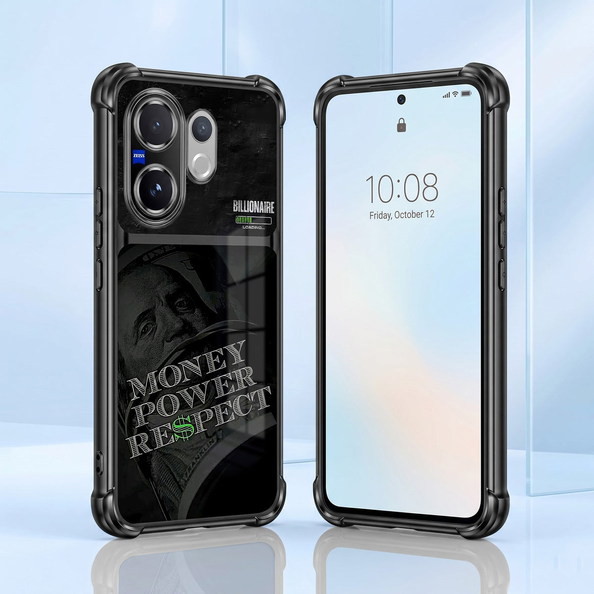 Vivo V60 5G Money Power Dual-Tone Transparent Black Airbags Case
