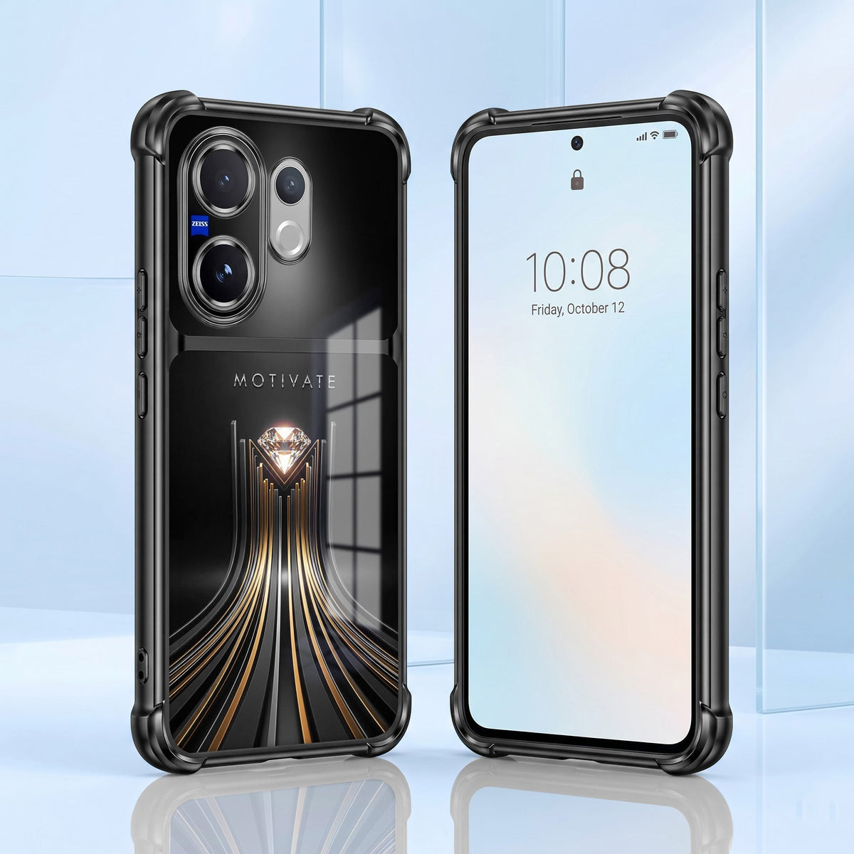 Vivo V60 5G Golden Path Motivation Dual-Tone Transparent Black Airbags Case