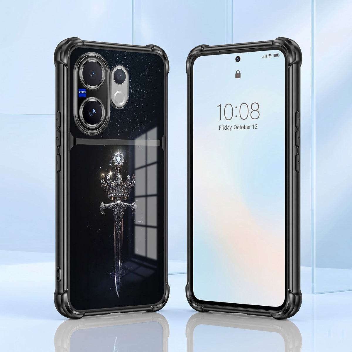 Vivo V60 5G Royal Crown Sword Dual-Tone Transparent Black Airbags Case