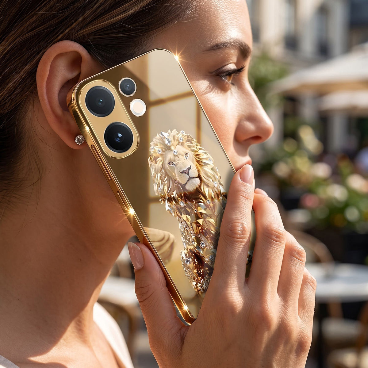 Vivo T4 Pro 5G Luxury Lion Gold Electroplated Glass Phone Back Case
