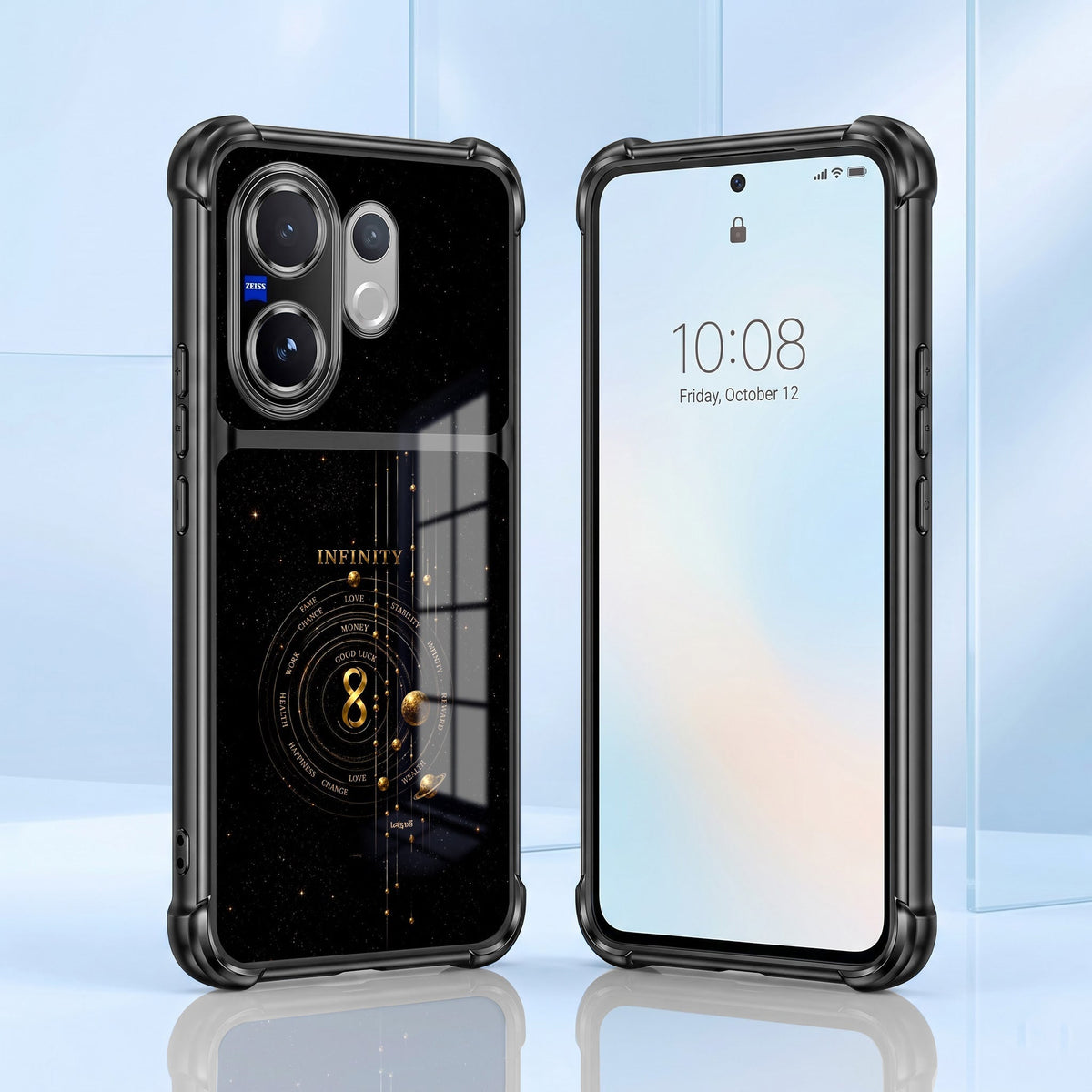 Vivo V60 5G Infinity Manifestation Dual-Tone Transparent Black Airbags Case