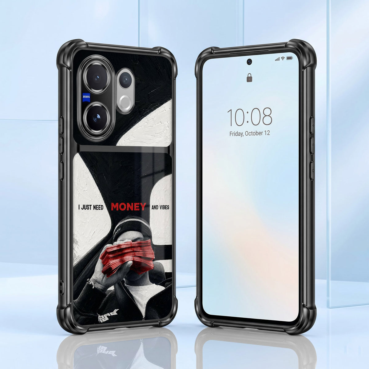 Vivo V60 5G Money Mindset Dual-Tone Transparent Black Airbags Case