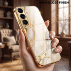 Samsung Galaxy A36 5G Marvel Texture Gold Electroplated Glass Phone Back Case