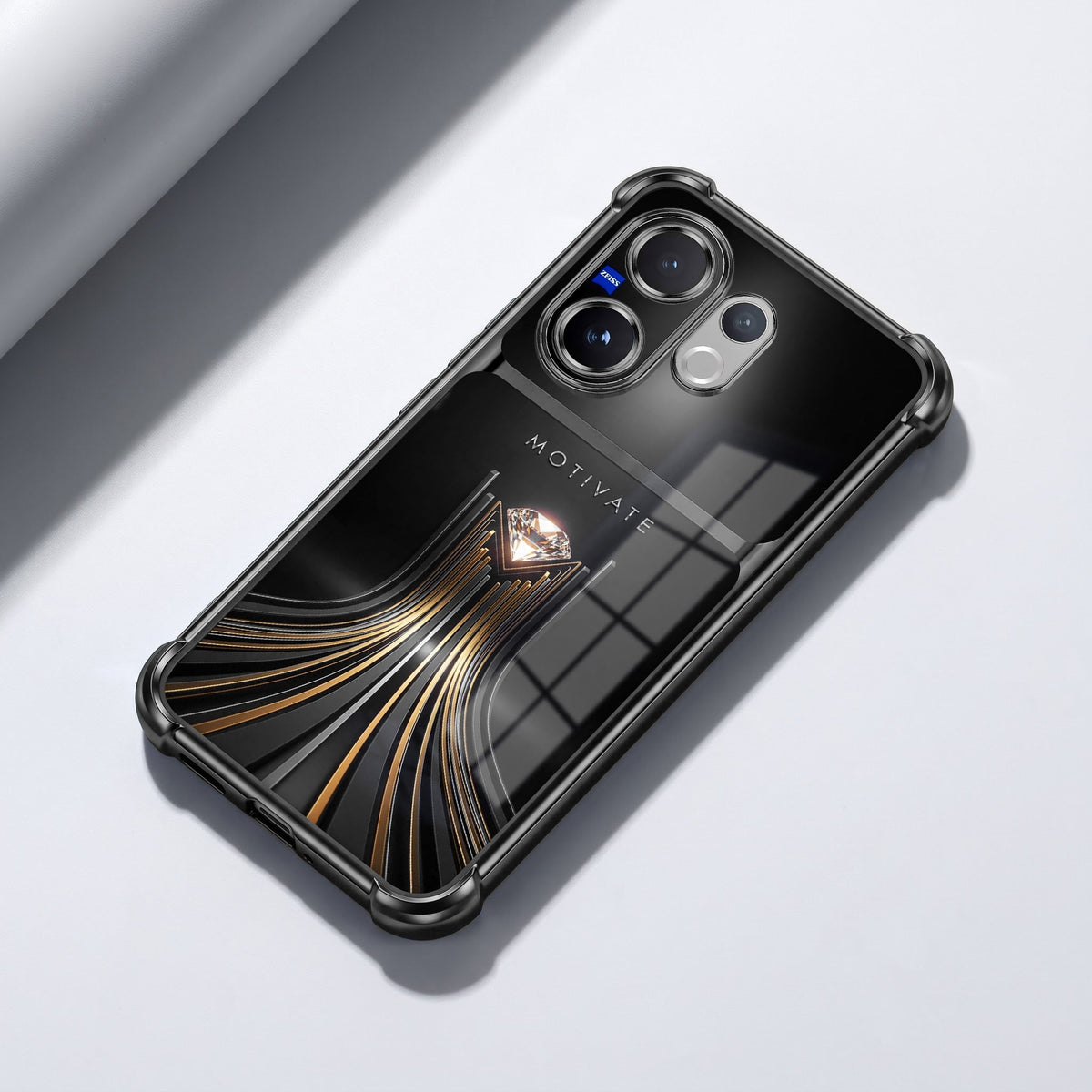 Vivo V60 5G Golden Path Motivation Dual-Tone Transparent Black Airbags Case