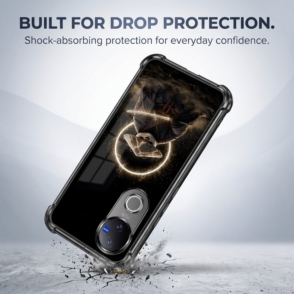 Vivo V50 5G Warrior Panda Black Airbags Printed Back Case