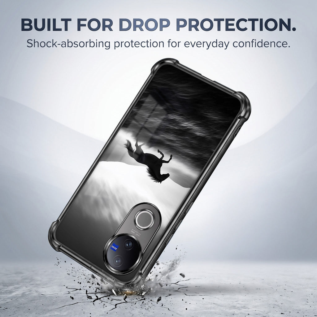 Vivo V50 5G Phantom Horse Black Airbags Printed Back Case