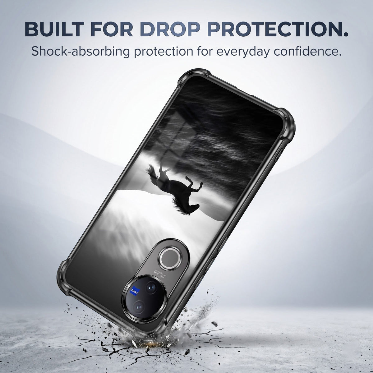 Vivo V50 5G Phantom Horse Black Airbags Printed Back Case