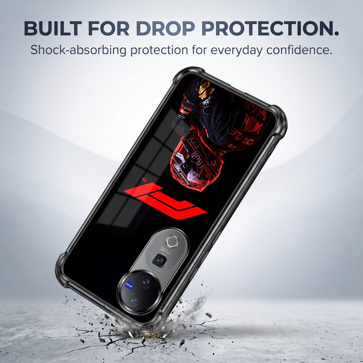 Vivo V40 Pro 5G F1 Rider Black Airbags Printed Back Case