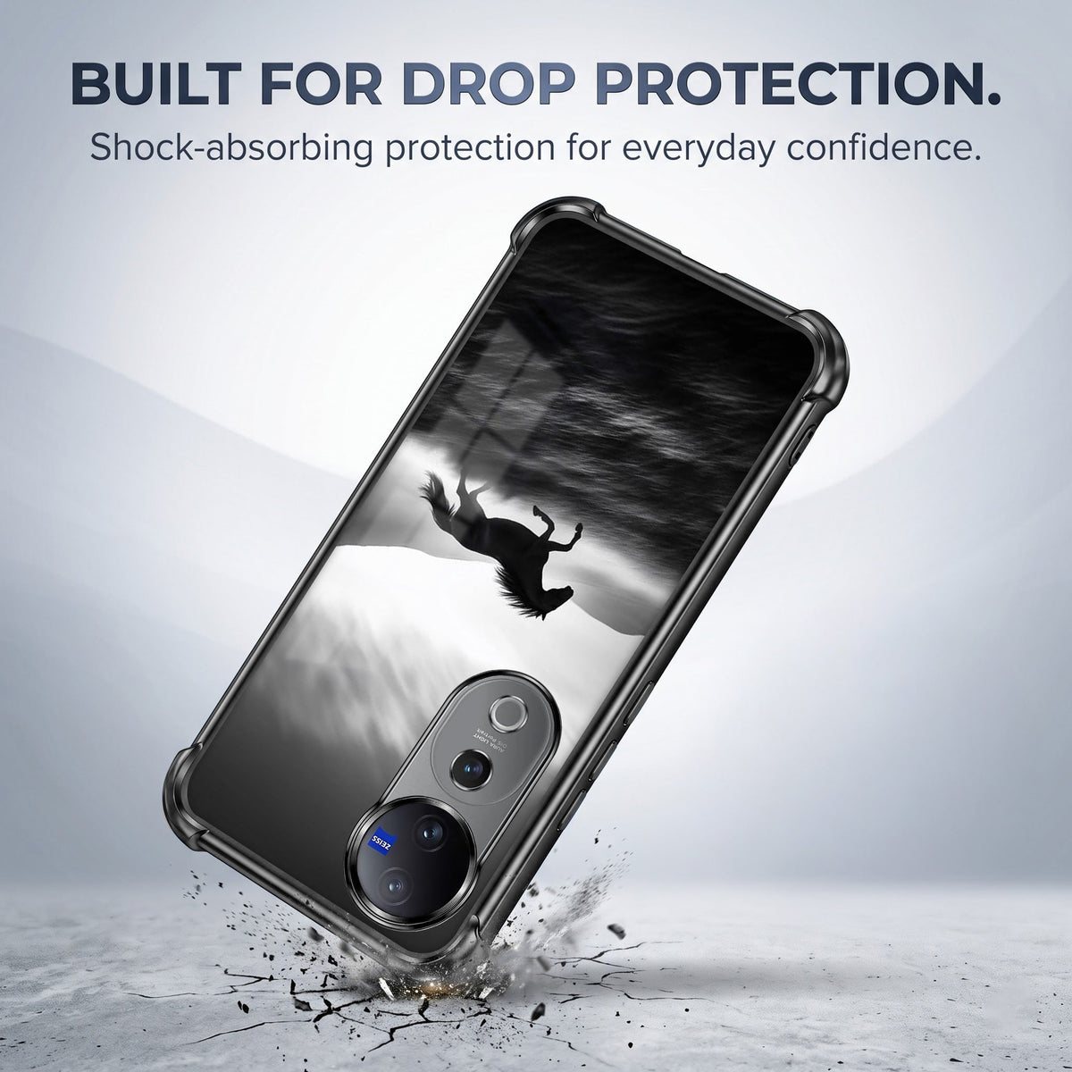 Vivo V40 Pro 5G Phantom Horse Black Airbags Printed Back Case