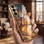 Samsung Galaxy A56 5G Divine Hanuman Gold Electroplated Glass Phone Back Case