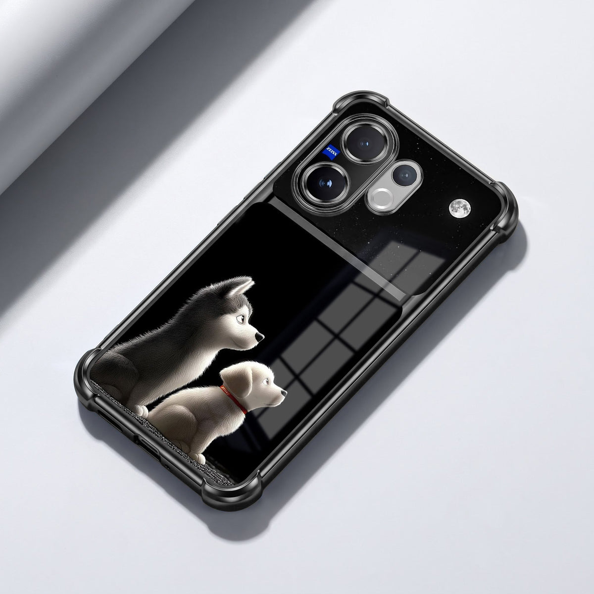 Vivo V60 5G Dreamy Puppy Dual-Tone Transparent Black Airbags Case