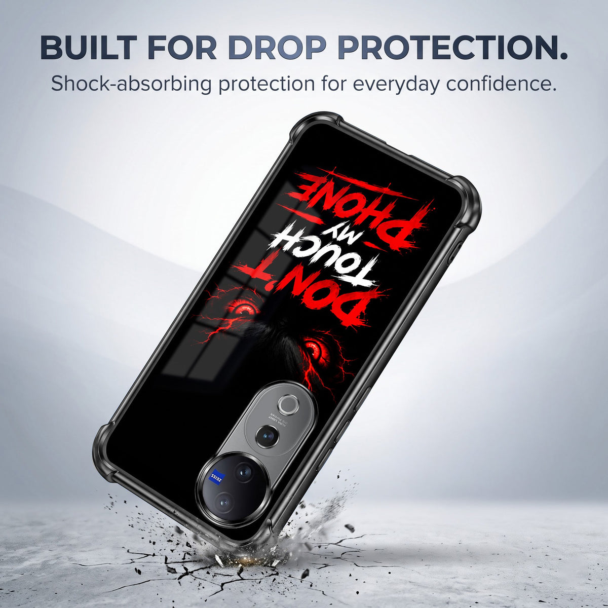Vivo V40 Pro 5G Don't Touch My Phone Black Airbags Printed Back Case