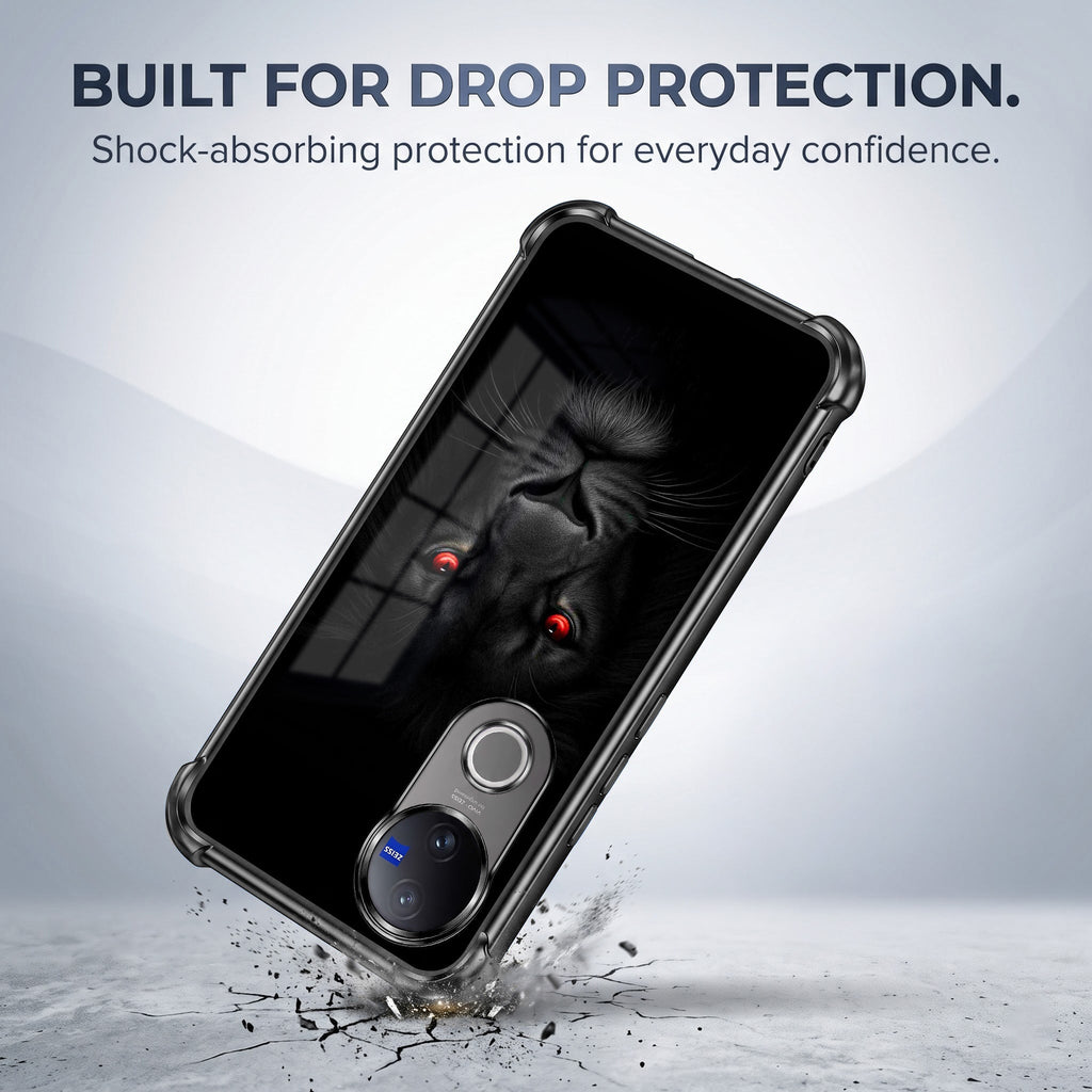 Vivo V50 5G Premium Black Lion Black Airbags Printed Back Case