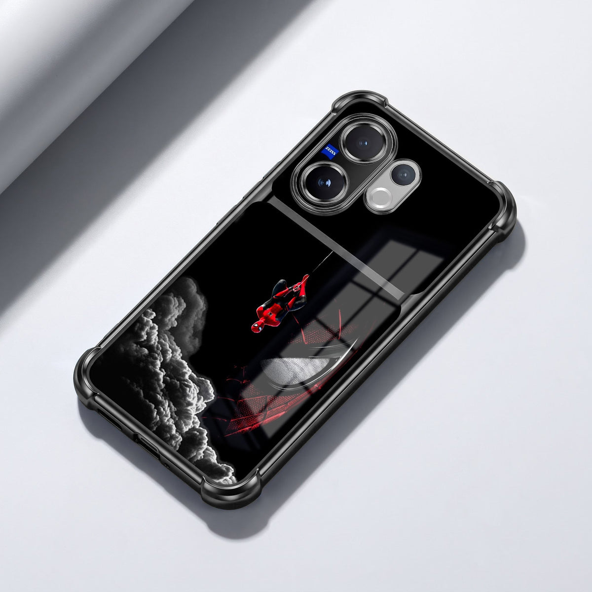 Vivo V60 5G Crimson Spider Web Dual-Tone Transparent Black Airbags Case