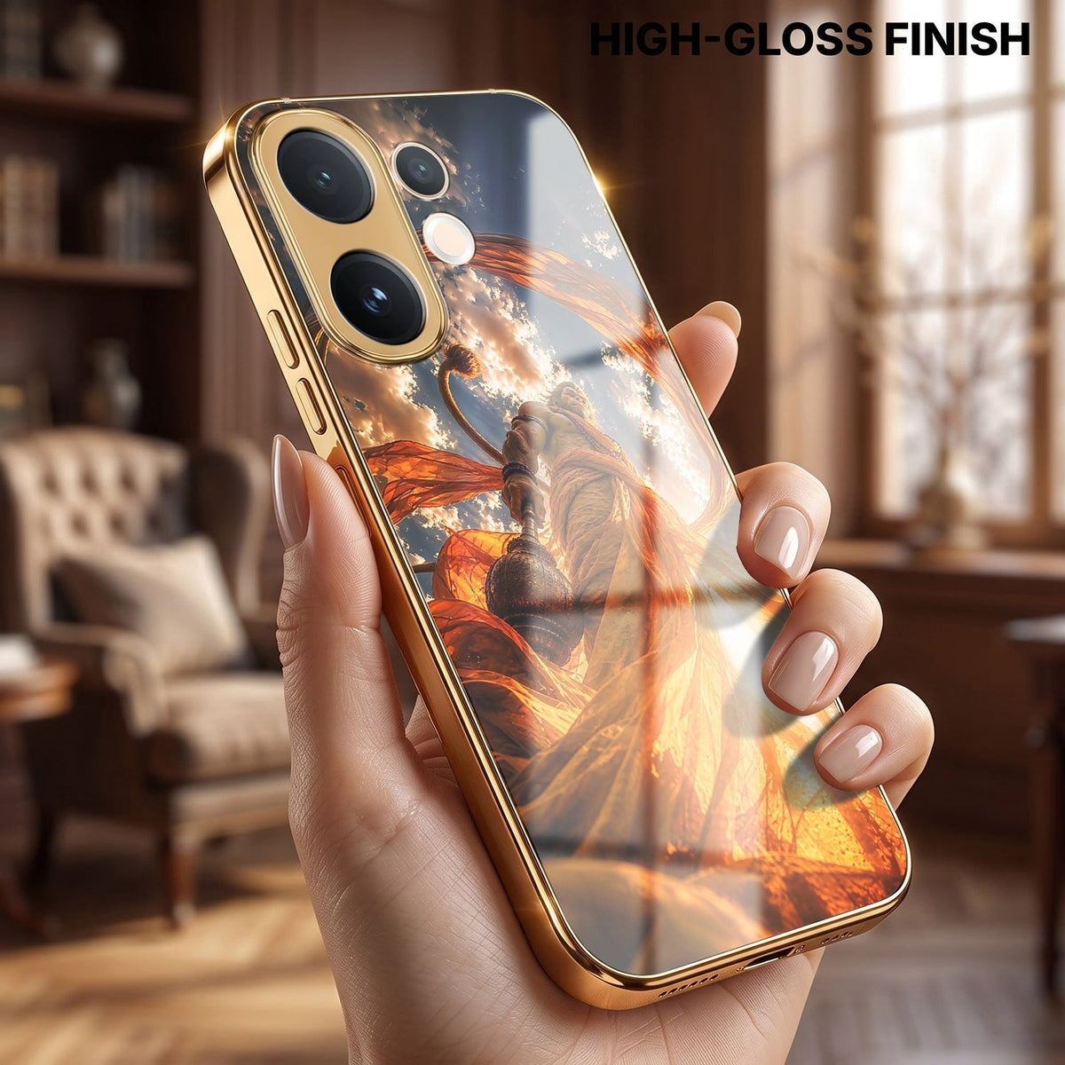 Vivo T4 Pro 5G Divine Hanuman Gold Electroplated Glass Phone Back Case