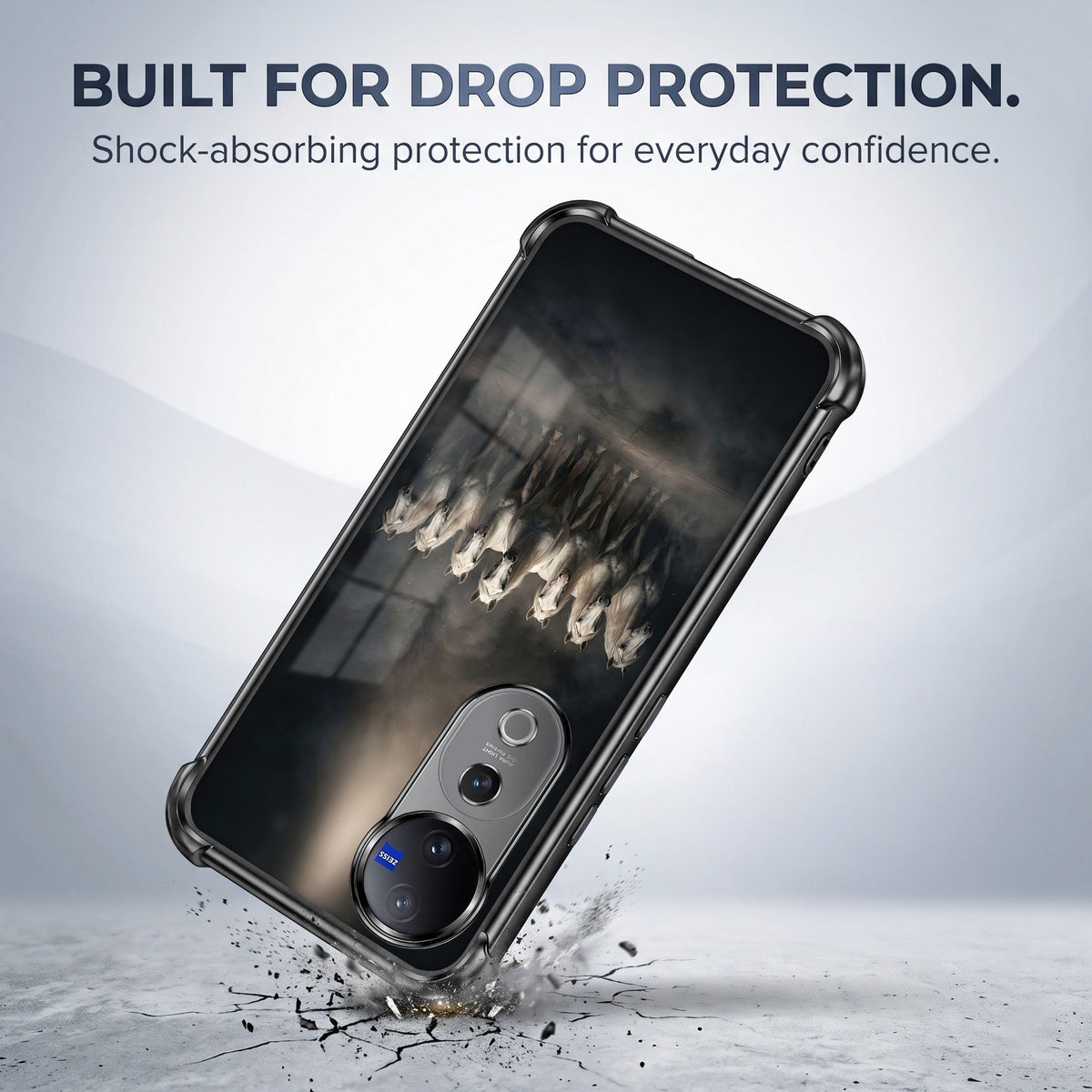 Vivo V40 Pro 5G Running Horses Black Airbags Printed Back Case
