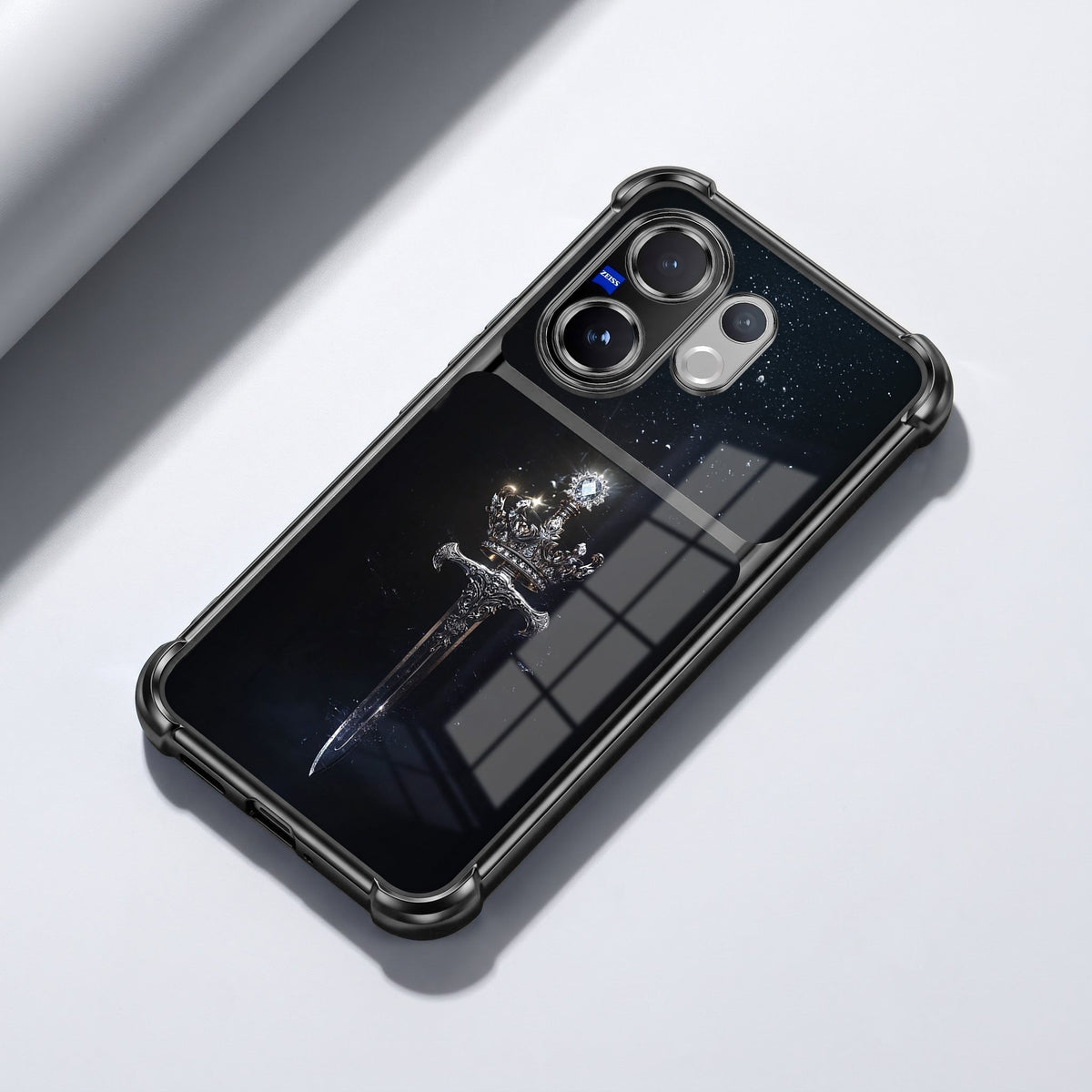 Vivo V60 5G Royal Crown Sword Dual-Tone Transparent Black Airbags Case
