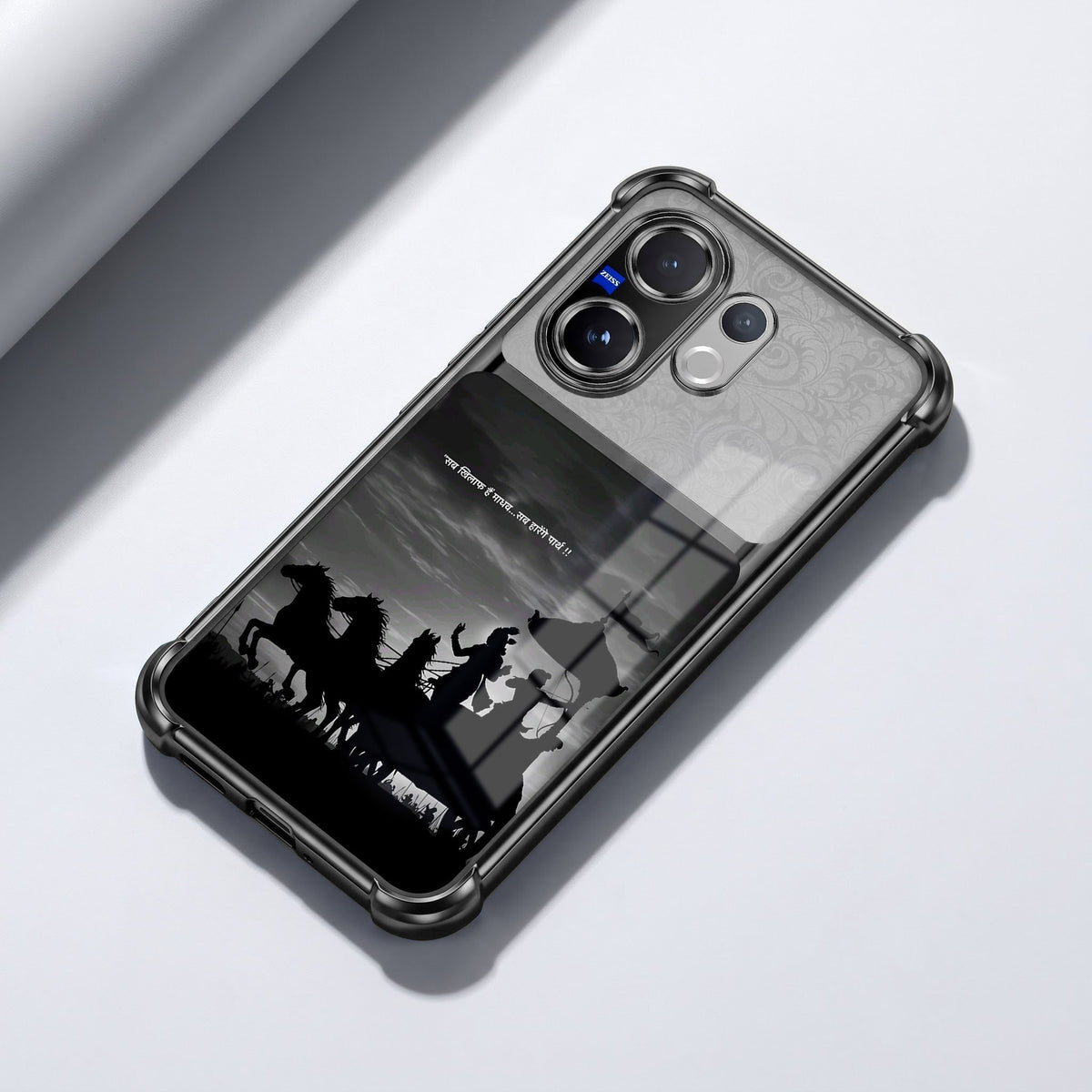 Vivo V60 5G Mahabharat Divine Dual-Tone Transparent Black Airbags Case