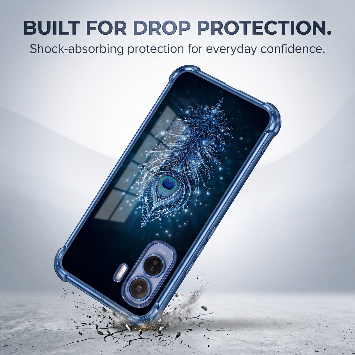 Vivo T5 Pro 5G Premium Peacock Feather Blue Airbags Printed Back Case