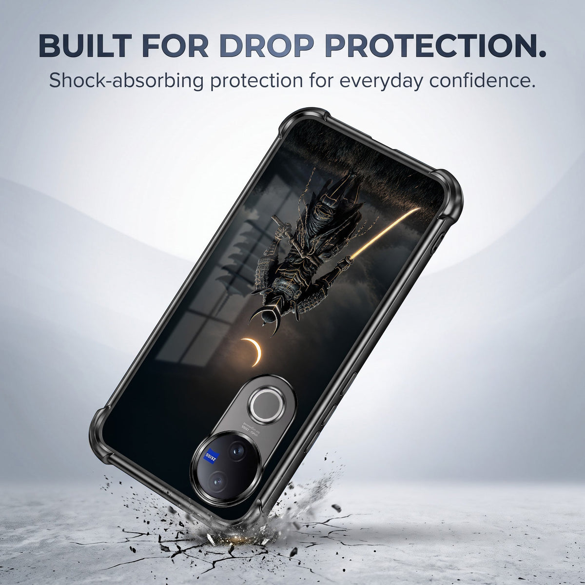 Vivo V50 5G Samurai Warrior Black Airbags Printed Back Case
