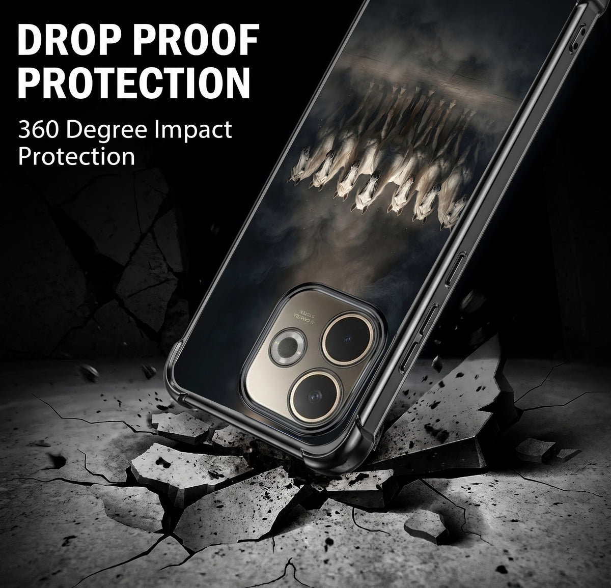 Oppo A5 Pro 5G Running Horses Black Airbags Printed Back Case