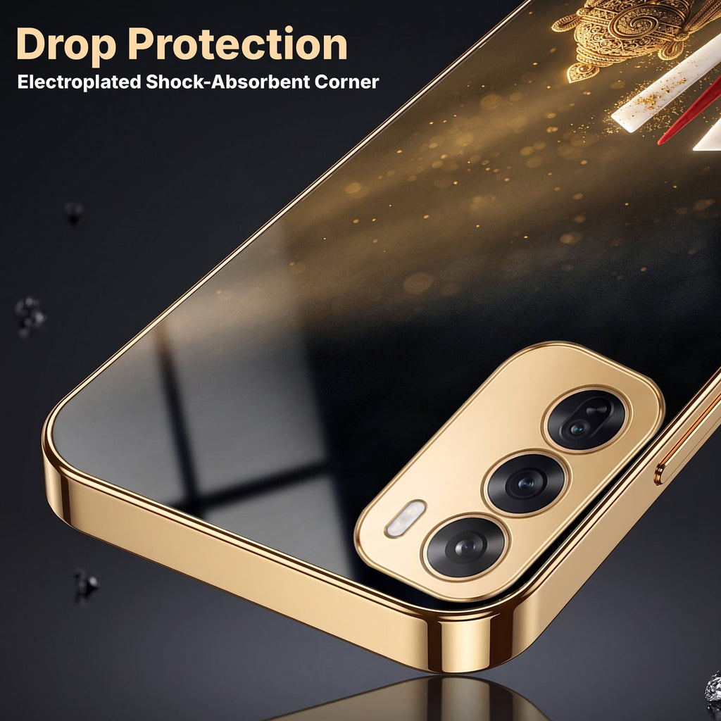Oppo Reno 12 Pro 5G Royal Heritage Edition Gold Electroplated Glass Phone Back Case