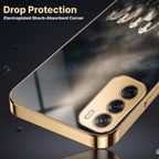 Oppo Reno 12 Pro 5G Running Horses Gold Electroplated Glass Phone Back Case