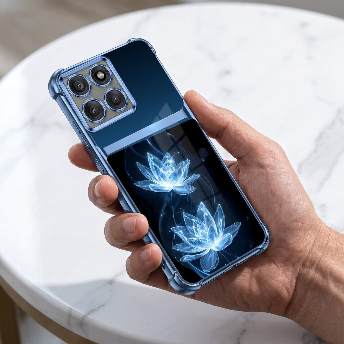 Motorola Edge 60 Pro 5G Celestial Lotus Dual-Tone Transparent Blue Airbags Case