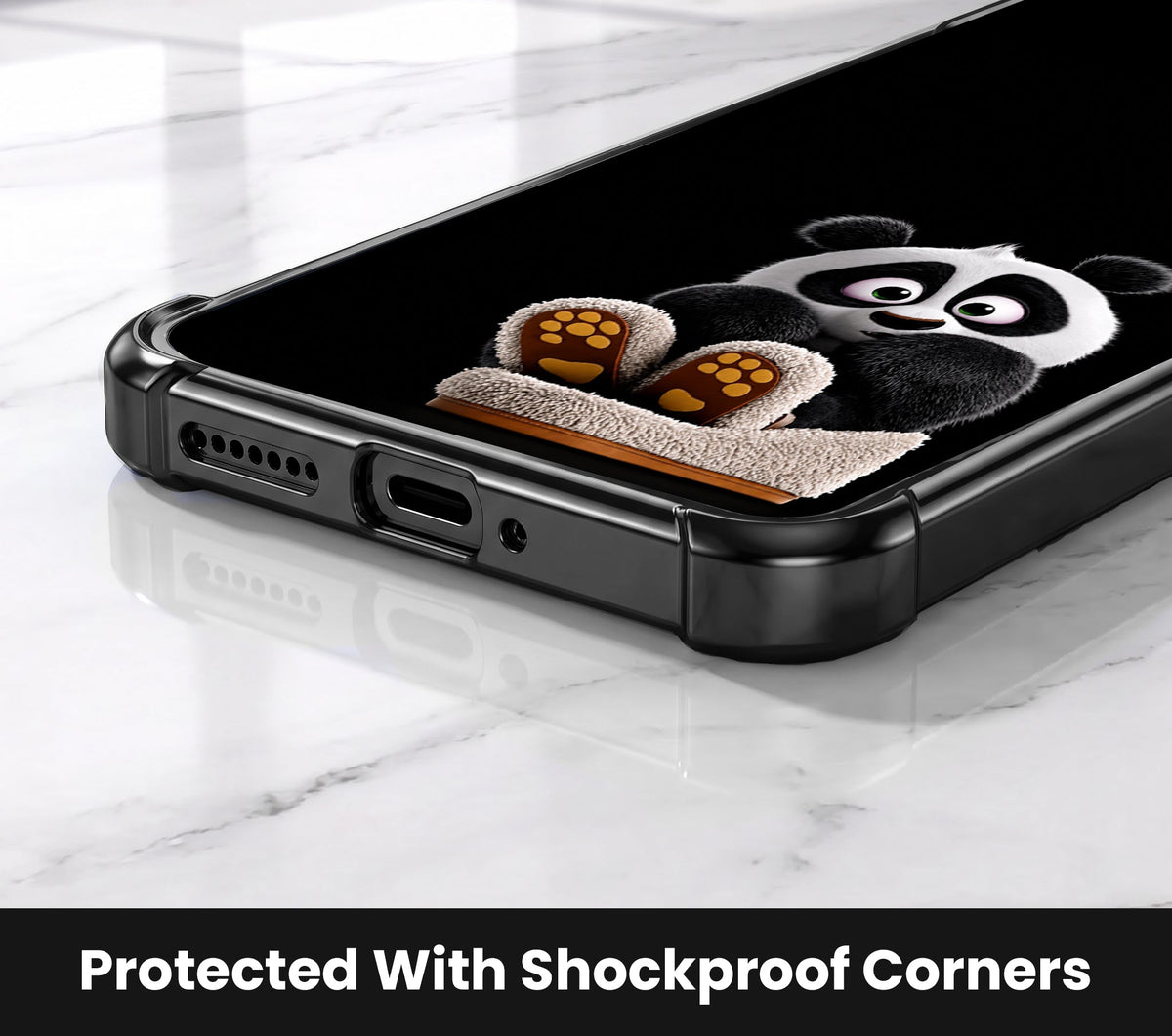 Oppo A5 Pro 5G Cute Panda Black Airbags Printed Back Case